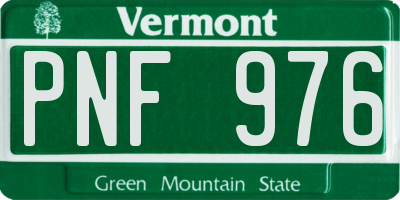 VT license plate PNF976