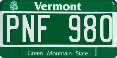 VT license plate PNF980