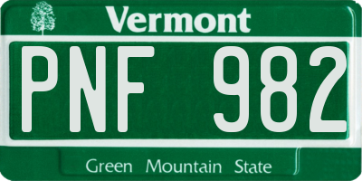 VT license plate PNF982