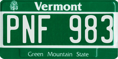 VT license plate PNF983