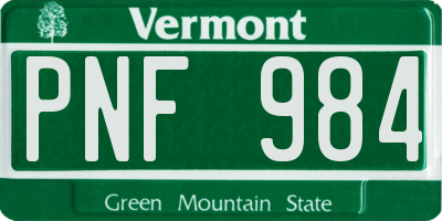 VT license plate PNF984