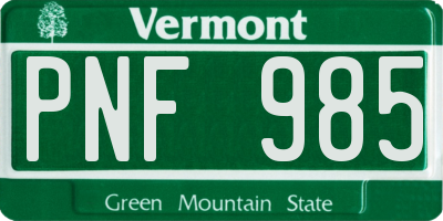 VT license plate PNF985