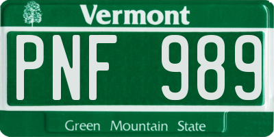 VT license plate PNF989
