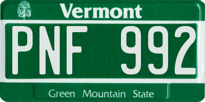 VT license plate PNF992