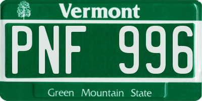 VT license plate PNF996