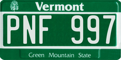 VT license plate PNF997