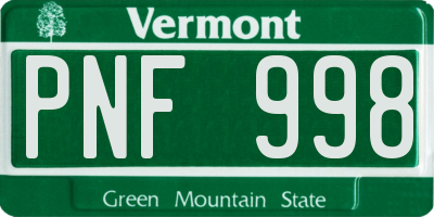 VT license plate PNF998