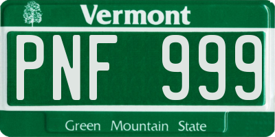 VT license plate PNF999