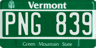 VT license plate PNG839