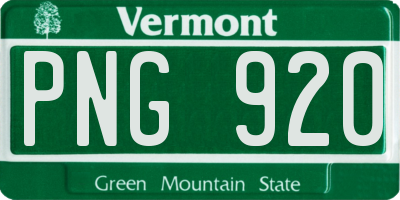 VT license plate PNG920