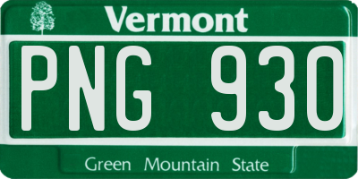 VT license plate PNG930