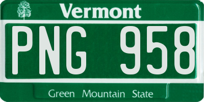 VT license plate PNG958