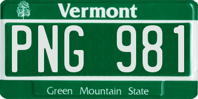 VT license plate PNG981