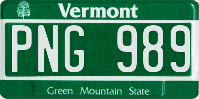 VT license plate PNG989