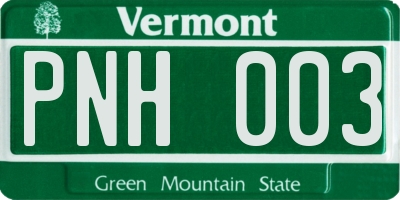 VT license plate PNH003