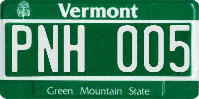 VT license plate PNH005