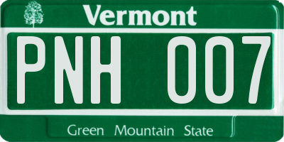 VT license plate PNH007