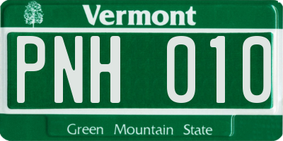VT license plate PNH010