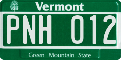 VT license plate PNH012