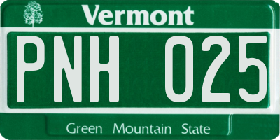 VT license plate PNH025