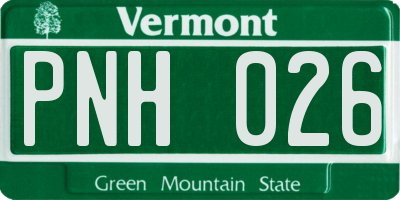 VT license plate PNH026