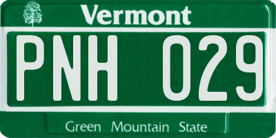 VT license plate PNH029