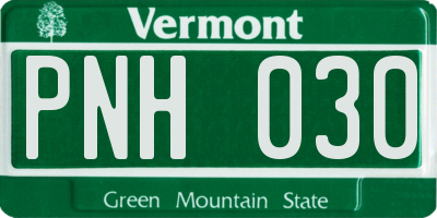VT license plate PNH030