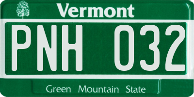 VT license plate PNH032