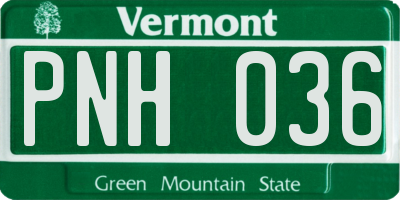 VT license plate PNH036