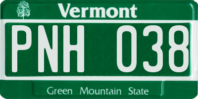VT license plate PNH038