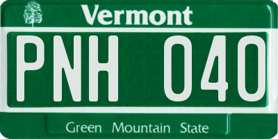 VT license plate PNH040