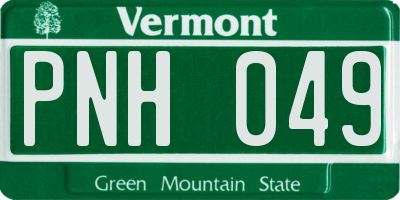 VT license plate PNH049