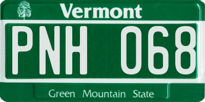 VT license plate PNH068