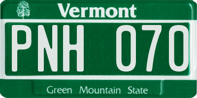 VT license plate PNH070