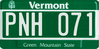 VT license plate PNH071