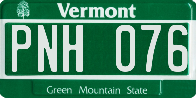 VT license plate PNH076