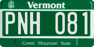 VT license plate PNH081