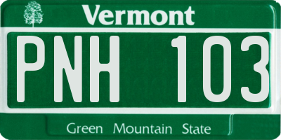 VT license plate PNH103