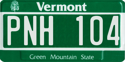 VT license plate PNH104