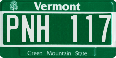 VT license plate PNH117