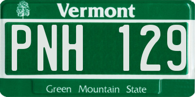 VT license plate PNH129