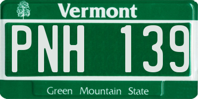 VT license plate PNH139