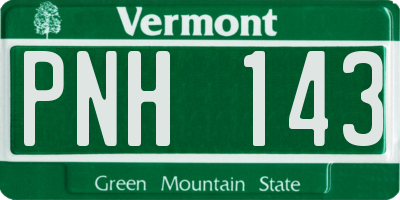 VT license plate PNH143