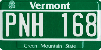 VT license plate PNH168