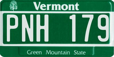 VT license plate PNH179