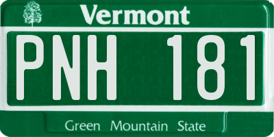 VT license plate PNH181