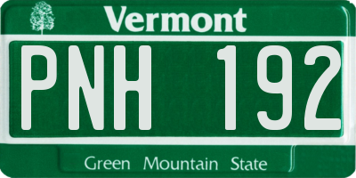 VT license plate PNH192
