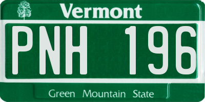 VT license plate PNH196