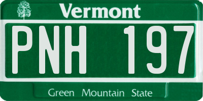 VT license plate PNH197