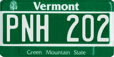 VT license plate PNH202